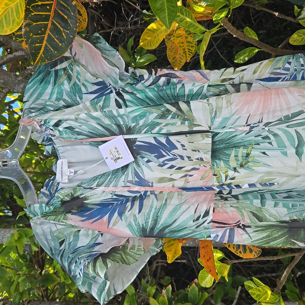 Lavender Brown Tropical Midi Dress - Picture 3 of 8
